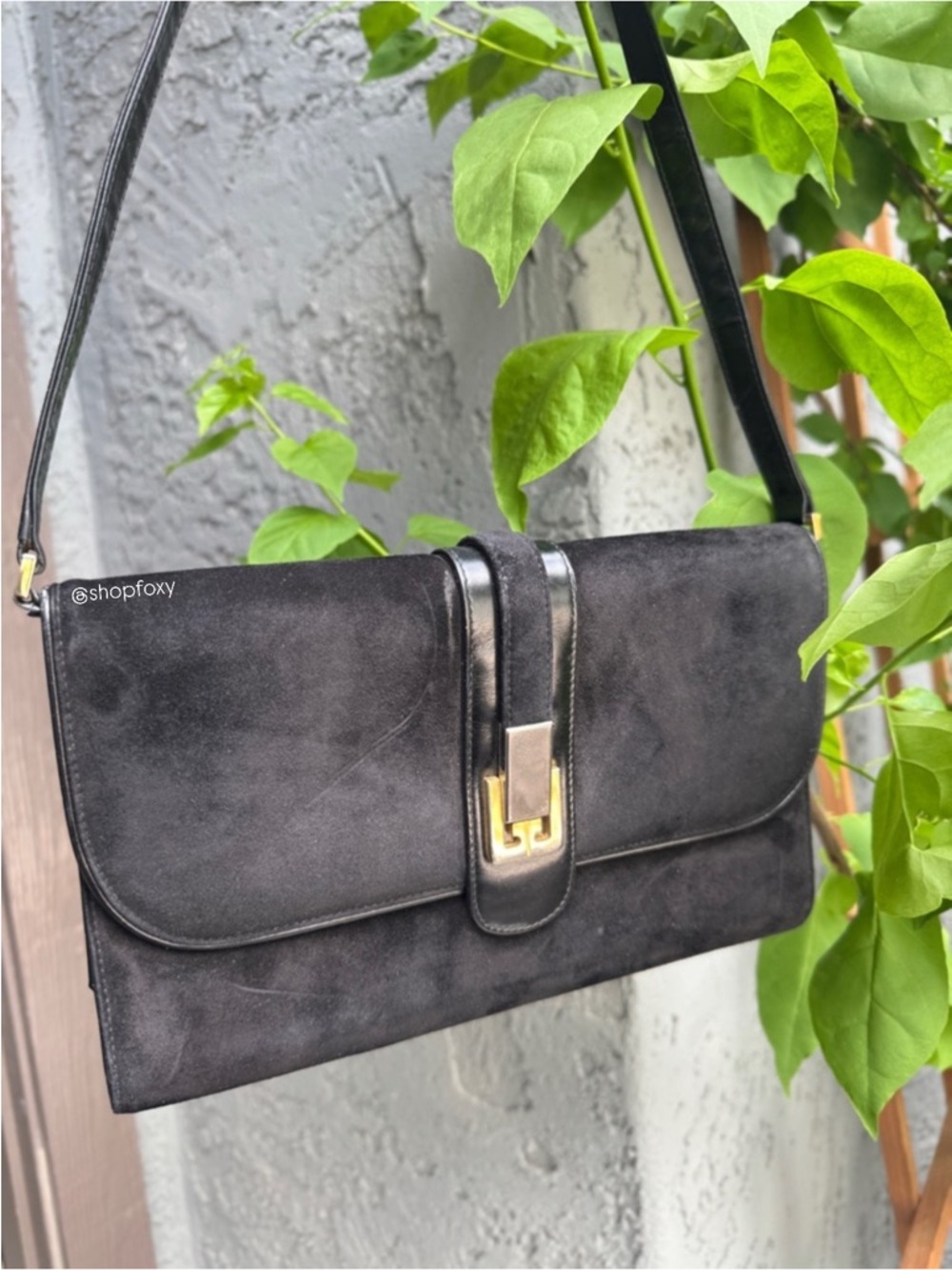 Gucci Suede Leather Flap Shoulder Bag